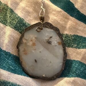 2.5” Natural Dendritic Agate Slice Pendant it looks like the Forrest frozen